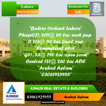 Residential Plot for Sale in Bahria Orchard, Lahore - (BP-287590)