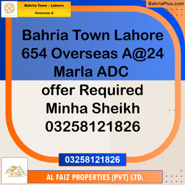 24 Marla Residential Plot for Sale in Overseas A -  Bahria Town, Lahore - (BP-287670)