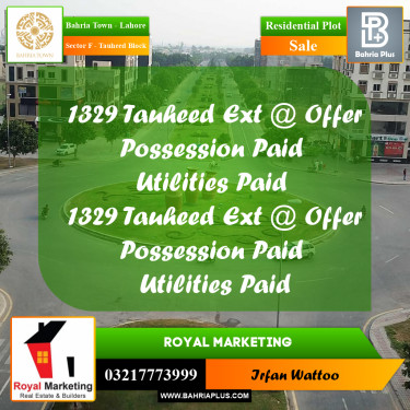 5 Marla Residential Plot for Sale in Sector F - Tauheed Block -  Bahria Town, Lahore - (BP-287701)