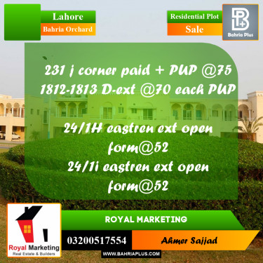 Residential Plot for Sale in Bahria Orchard, Lahore - (BP-287753)