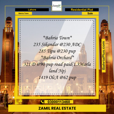 Residential Plot for Sale in Bahria Town, Lahore - (BP-287755)