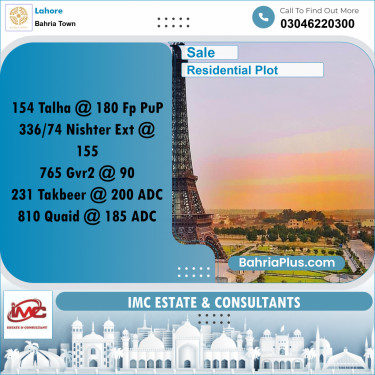 Residential Plot for Sale in Bahria Town, Lahore - (BP-287772)