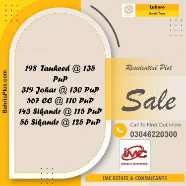 Residential Plot for Sale in Bahria Town, Lahore - (BP-287773)