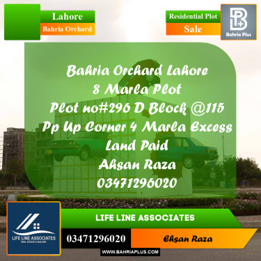 8 Marla Residential Plot for Sale in Bahria Orchard, Lahore - (BP-287786)