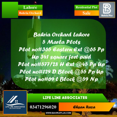 5 Marla Residential Plot for Sale in Bahria Orchard, Lahore - (BP-287795)