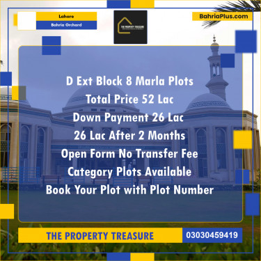 8 Marla Residential Plot for Sale in Bahria Orchard, Lahore - (BP-287815)