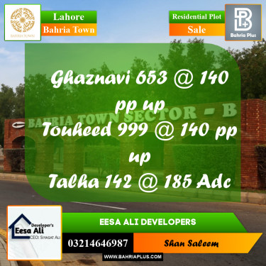 Residential Plot for Sale in Bahria Town, Lahore - (BP-287854)