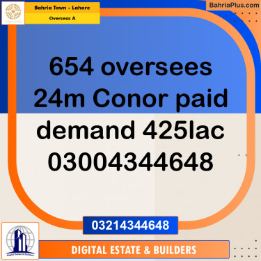 2 Kanal Residential Plot for Sale in Overseas A -  Bahria Town, Lahore - (BP-287869)