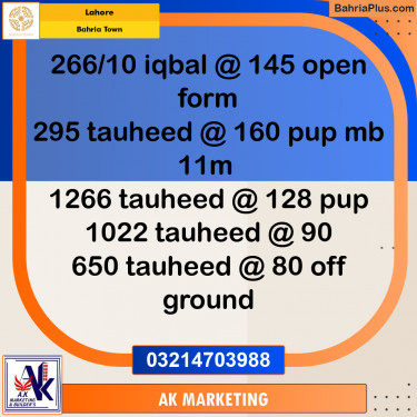 Residential Plot for Sale in Bahria Town, Lahore - (BP-287872)