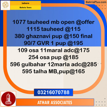 Residential Plot for Sale in Bahria Town, Lahore - (BP-287919)