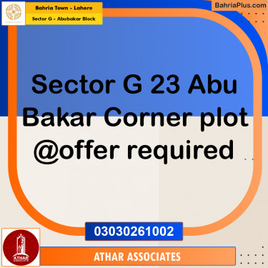 10 Marla Residential Plot for Sale in Sector G - Abubakar Block -  Bahria Town, Lahore - (BP-287937)