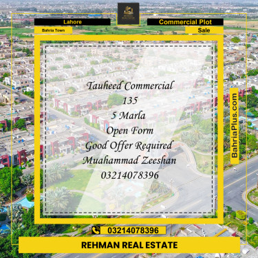 5 Marla Commercial Plot for Sale in Bahria Town, Lahore - (BP-287949)