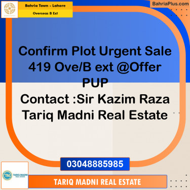 10 Marla Residential Plot for Sale in Overseas B Ext -  Bahria Town, Lahore - (BP-287960)