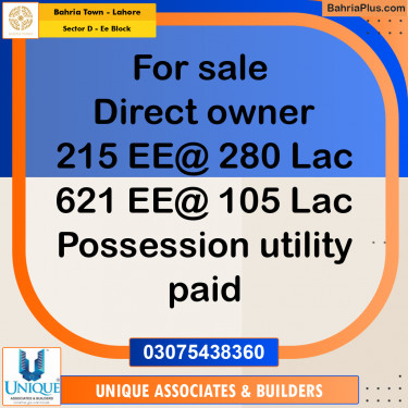1 Kanal Residential Plot for Sale in Sector D - EE Block -  Bahria Town, Lahore - (BP-287964)