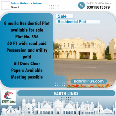 8 Marla Residential Plot for Sale in Phase 3 -  Bahria Orchard, Lahore - (BP-287982)