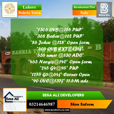 Residential Plot for Sale in Bahria Town, Lahore - (BP-288023)