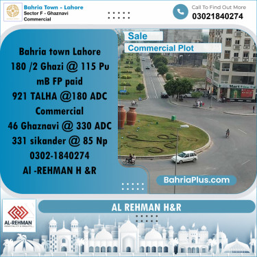 5 Marla Commercial Plot for Sale in Sector F - Ghaznavi Commercial -  Bahria Town, Lahore - (BP-288075)