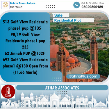 10 Marla Residential Plot for Sale in Golf Phase 1 -  Bahria Town, Lahore - (BP-288085)