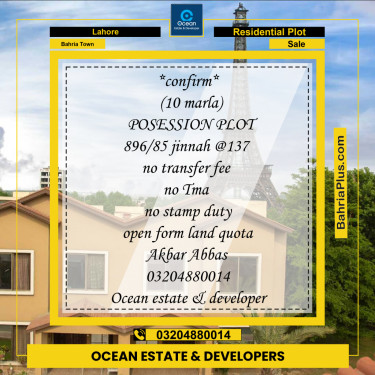 Residential Plot for Sale in Bahria Town, Lahore - (BP-288097)