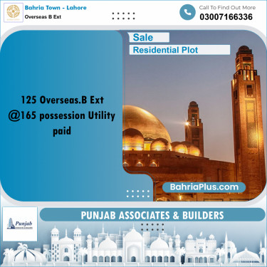 Residential Plot for Sale in Overseas B Ext -  Bahria Town, Lahore - (BP-288117)