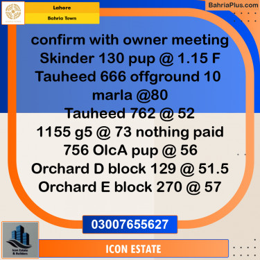 Residential Plot for Sale in Bahria Town, Lahore - (BP-288122)