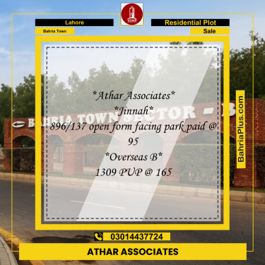 10 Marla Residential Plot for Sale in Bahria Town, Lahore - (BP-288179)