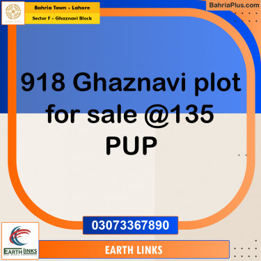 10 Marla Residential Plot for Sale in Sector F - Ghaznavi Block -  Bahria Town, Lahore - (BP-288264)