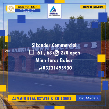 5 Marla Commercial Plot for Sale in Sector F - Sikandar Commercial -  Bahria Town, Lahore - (BP-288319)