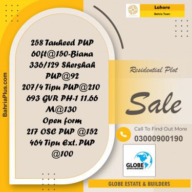 Residential Plot for Sale in Bahria Town, Lahore - (BP-288344)