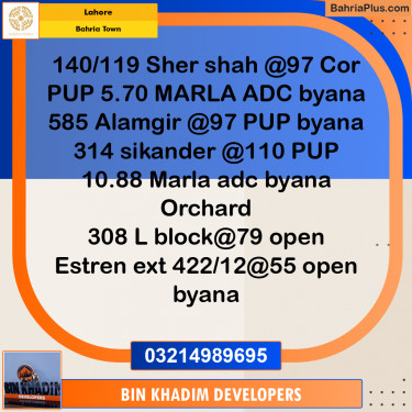 Residential Plot for Sale in Bahria Town, Lahore - (BP-288450)