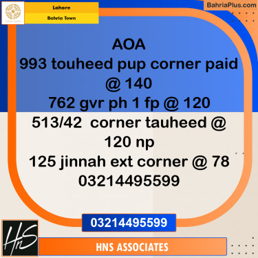 Residential Plot for Sale in Bahria Town, Lahore - (BP-288451)