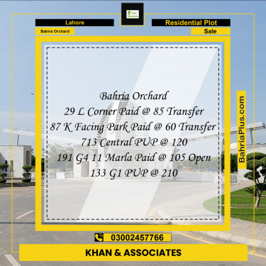 Residential Plot for Sale in Bahria Orchard, Lahore - (BP-288501)