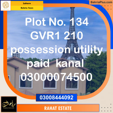 20 Marla Residential Plot for Sale in Bahria Town, Lahore - (BP-288562)