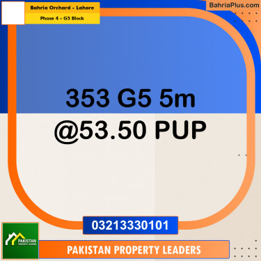 5 Marla Residential Plot for Sale in Phase 4 - G5 Block -  Bahria Orchard, Lahore - (BP-288571)