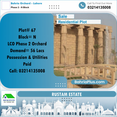 5 Marla Residential Plot for Sale in Phase 2 - N Block -  Bahria Orchard, Lahore - (BP-288599)
