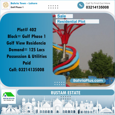 10 Marla Residential Plot for Sale in Golf Phase 1 -  Bahria Town, Lahore - (BP-288600)