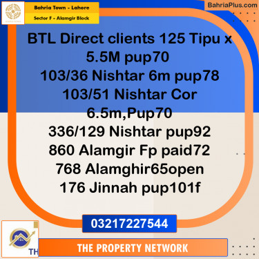 5 Marla Residential Plot for Sale in Sector F - Alamgir Block -  Bahria Town, Lahore - (BP-288616)