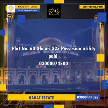 20 Marla Residential Plot for Sale in Sector B - Ghouri Block -  Bahria Town, Lahore - (BP-288635)