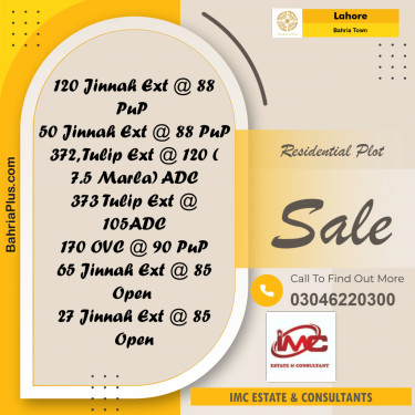 Residential Plot for Sale in Bahria Town, Lahore - (BP-288674)