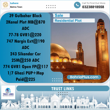 Residential Plot for Sale in Bahria Town, Lahore - (BP-288734)