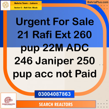 1 Kanal Residential Plot for Sale in Sector E - Rafi Ext. Block -  Bahria Town, Lahore - (BP-288778)
