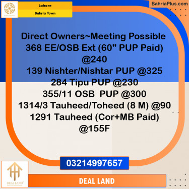 Residential Plot for Sale in Bahria Town, Lahore - (BP-288812)