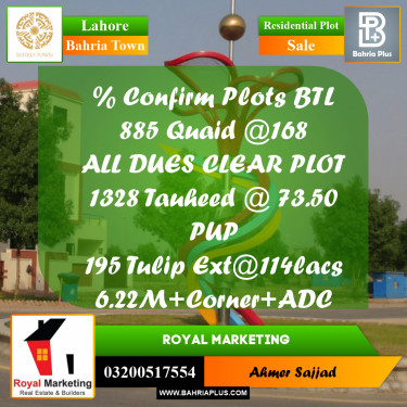 Residential Plot for Sale in Bahria Town, Lahore - (BP-288816)