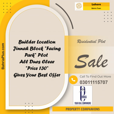 Residential Plot for Sale in Bahria Town, Lahore - (BP-288826)