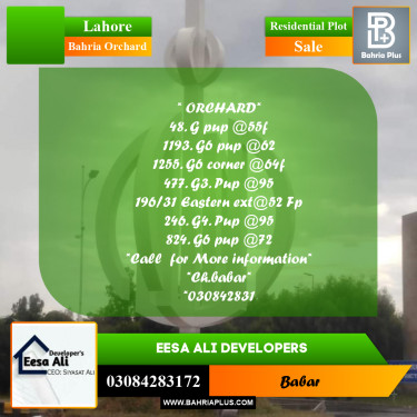 Residential Plot for Sale in Bahria Orchard, Lahore - (BP-288833)