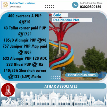 10 Marla Residential Plot for Sale in Overseas A -  Bahria Town, Lahore - (BP-288870)
