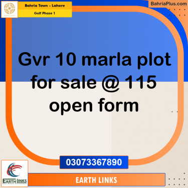 10 Marla Residential Plot for Sale in Golf Phase 1 -  Bahria Town, Lahore - (BP-288892)