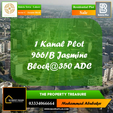 1 Kanal Residential Plot for Sale in Sector C - Jasmine Block -  Bahria Town, Lahore - (BP-288994)