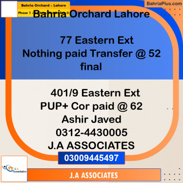 5 Marla Residential Plot for Sale in Phase 1 - Eastern District Ext. II -  Bahria Orchard, Lahore - (BP-289032)