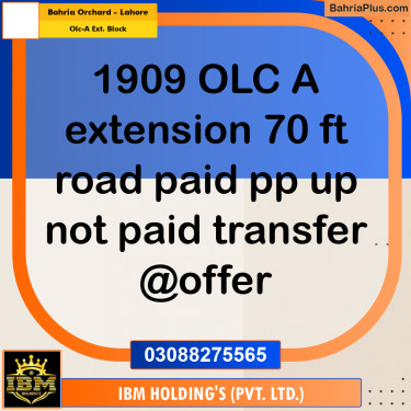 5 Marla Residential Plot for Sale in OLC-A Ext. Block -  Bahria Orchard, Lahore - (BP-289043)
